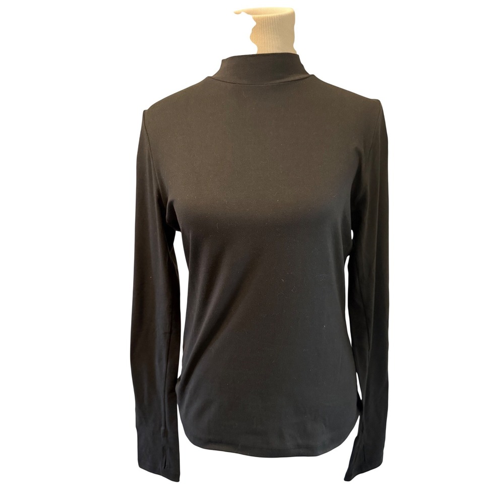 Rebody Black Long Sleeve Mock Neck‎ Top Performance Athletic Women's Size L